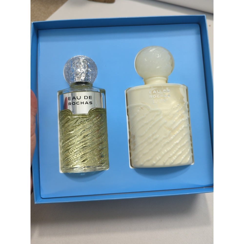 Vintage Eau De Rochas Paris Box Gift Set 3.4 Oz Eau De Toilette 8.5 Oz Lotion